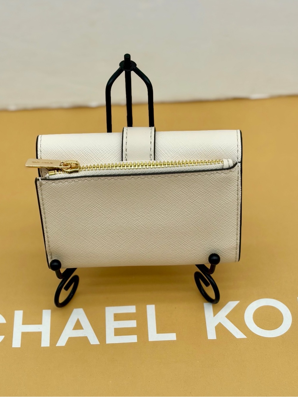 Michael Kors Ivory Compact Wallet with Pink Floral Accents - Picture 2 of 12